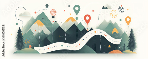 Roadmap with clear steps and waypoints, planning and guided journey, flat design illustration