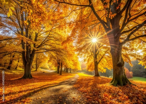 Golden Breeze in Autumn Woods - Low Light Photography of Sunlit Leaves