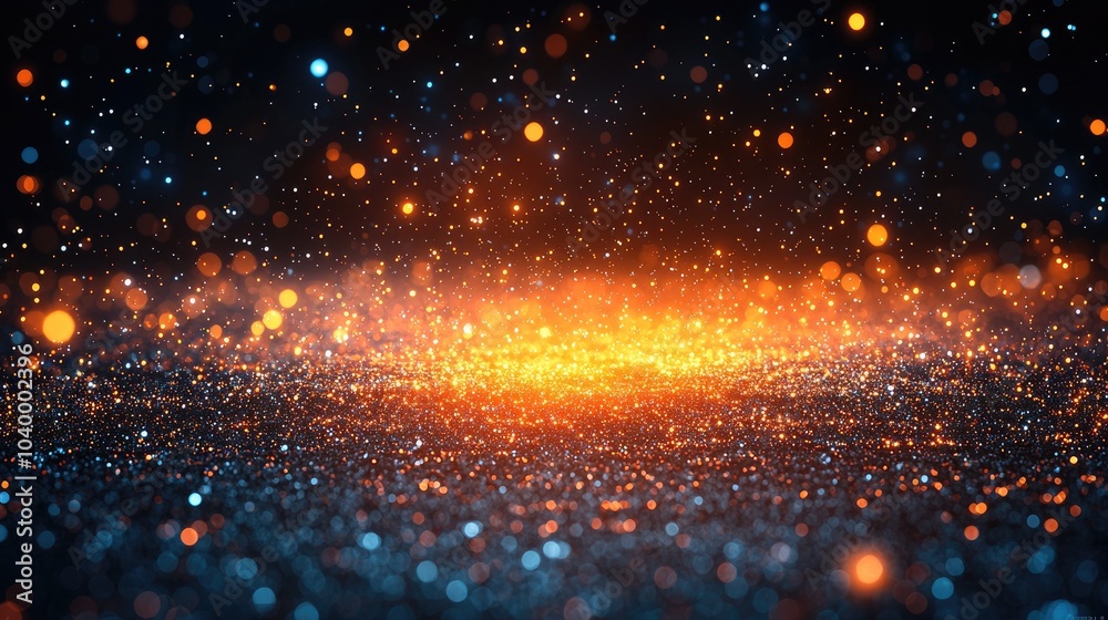 Fototapeta premium Abstract background with blue and orange bokeh lights.