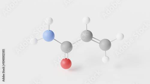 acrylamide molecule 3d, molecular structure, ball and stick model, structural chemical formula monomer photo