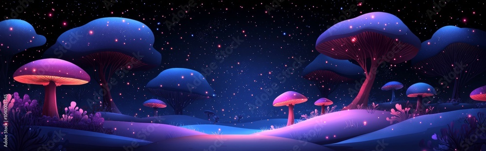 The lush summer landscape is full of enchanted berries, flowers, trees, footpaths, fluffy clouds, and fairytale characters. The lush summer landscape is full of enchanted berries, flowers, trees, footpaths, fluffy clouds, and fairytale characters.