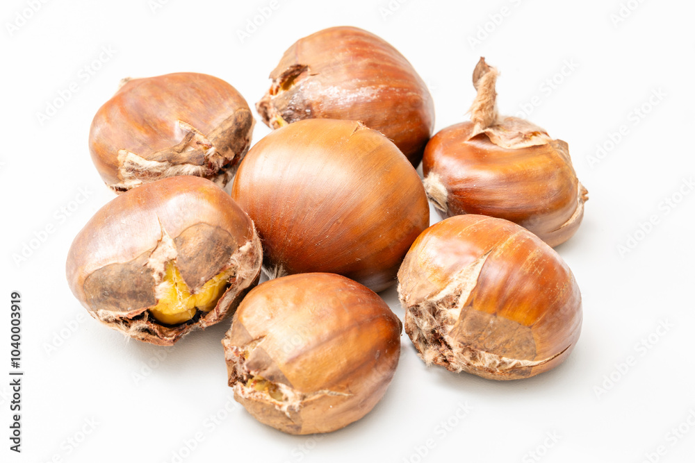 Closeup on grilled chestnut fresh out of an owen Closeup on grilled chestnut fresh out of an owen