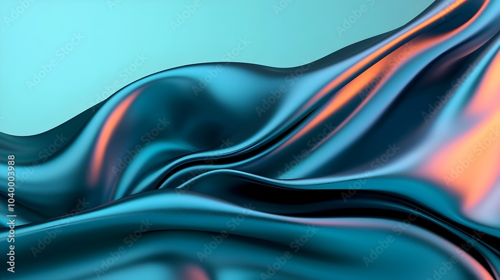Mesmerizing abstract background with futuristic wavy glass surfaces soft reflections and flowing organic forms creating a captivating digital artwork with glowing accents and smooth color transitions