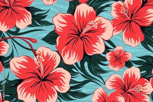 Wallpaper Mural Flowers pattern backgrounds hibiscus. Torontodigital.ca