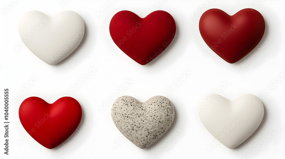 Variety of striking red heart stickers featuring unique and stylish designs with a smooth glossy finish and soft shadowing for a modern and premium visual appearance Variety of striking red heart stickers featuring unique and stylish designs with a smooth glossy finish and soft shadowing for a modern and premium visual appearance