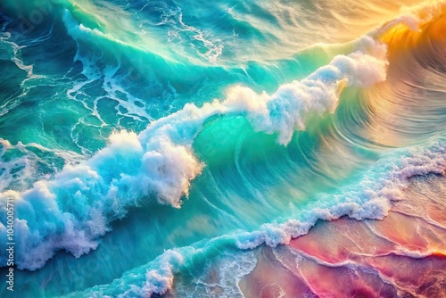 Colorful abstract aerial waves in pastel and teal tones photo