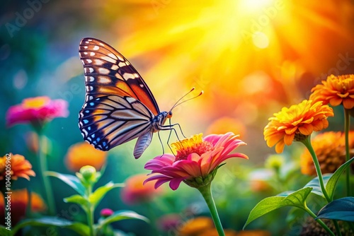 Graceful Butterfly on Delicate Flower Petal - Long Exposure Photography