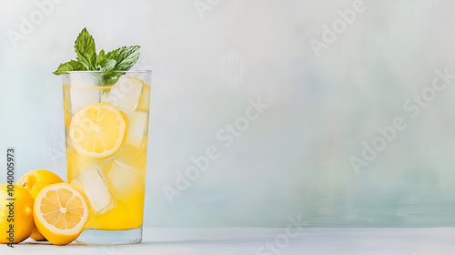 Refreshing Lemon Drink with Mint Garnish