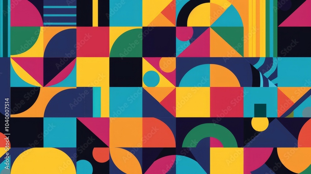 Colorful geometric pattern. Abstract geometric pattern with vibrant colors and shapes. A modern and playful design that represents energy and creativity. Colorful geometric pattern. Abstract geometric pattern with vibrant colors and shapes. A modern and playful design that represents energy and creativity.