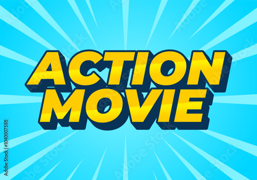 Action movie. Text effect in 3D look with modern colors