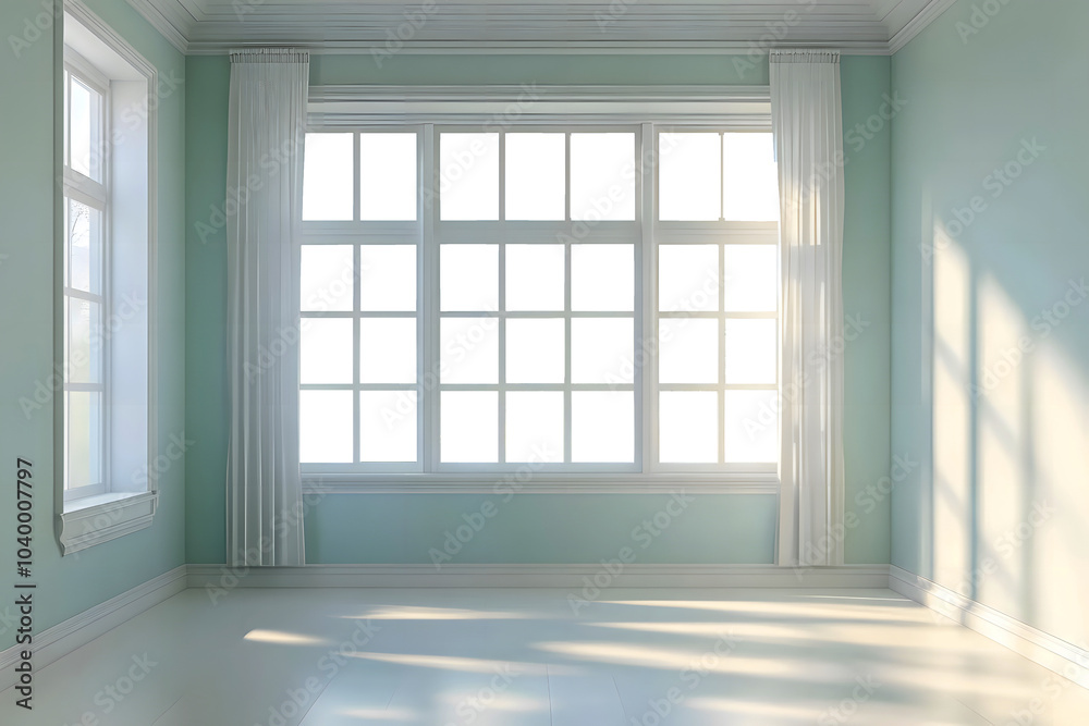 Obraz premium empty room with window with transparent window, PNG file