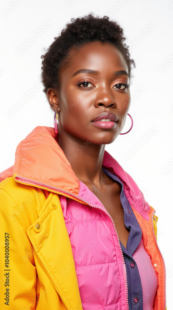 Vibrant Portrait of Trendy Fashion Model in Bold, Colorful Outfit - Studio Fashion Photography for Editorial and Campaigns
