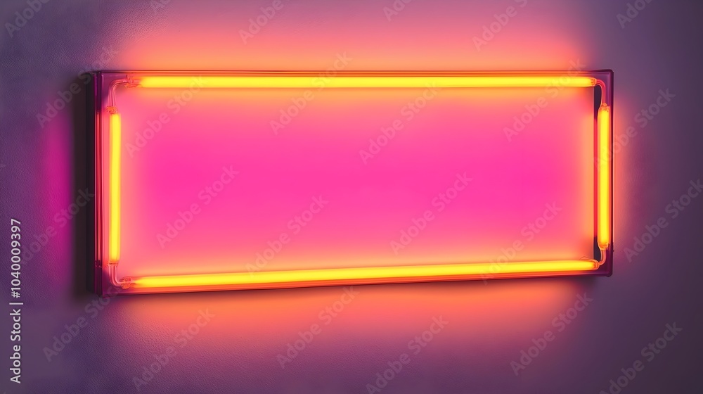 Rectangular Blank Neon Sign with Vibrant Pink and Orange Lighting Rectangular Blank Neon Sign with Vibrant Pink and Orange Lighting