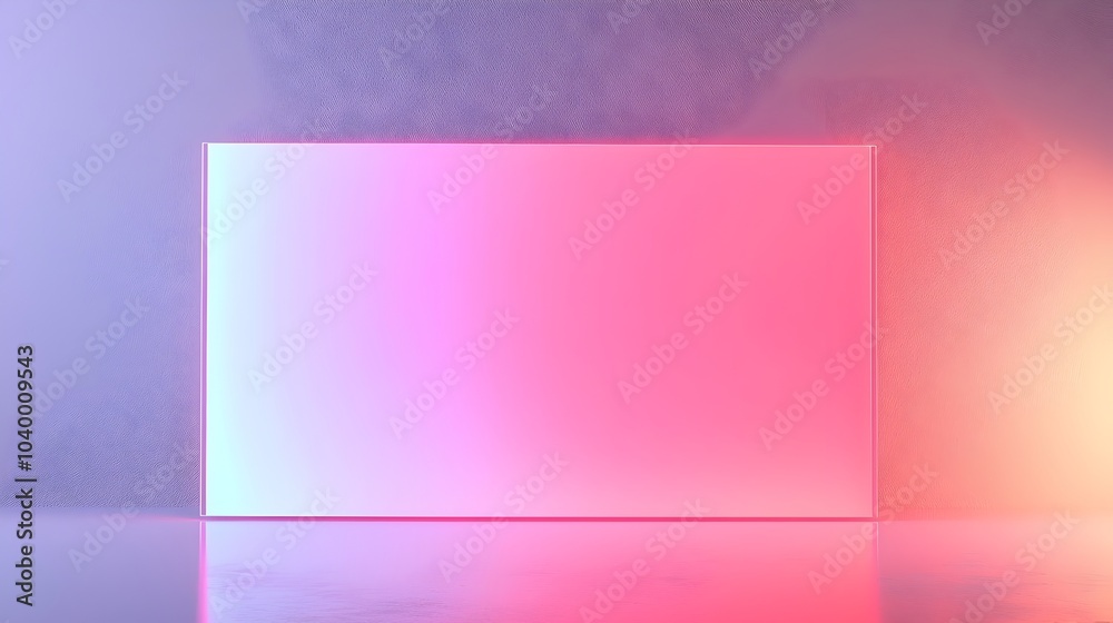 Obraz premium Glowing Pastel Neon Sign Against a Clean White Background with a Subtle and Modern Design