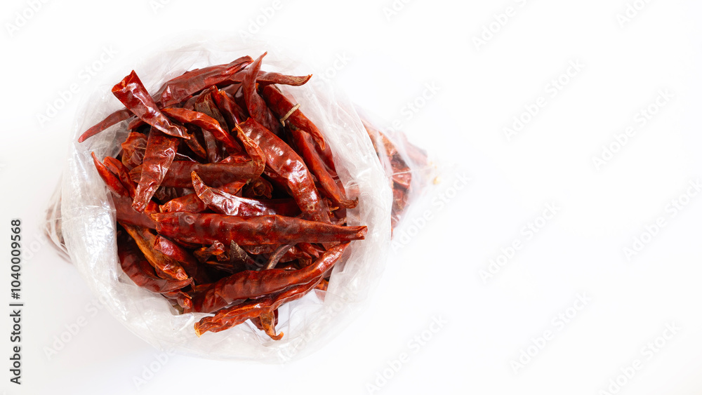 Dried Red pepper in a plastic bag Dried Red pepper in a plastic bag