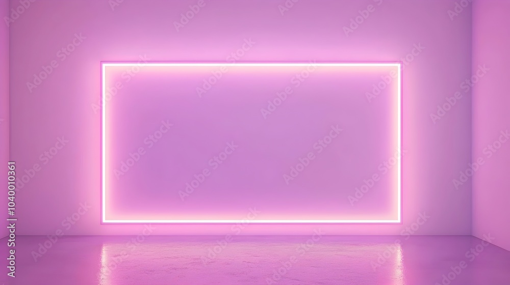 Fototapeta premium Captivating 3D Neon Sign Frame in Soft Purple Glow Isolated on Minimal Background