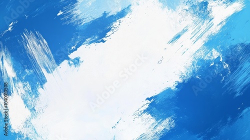 Blue and white background with brush strokes, 
