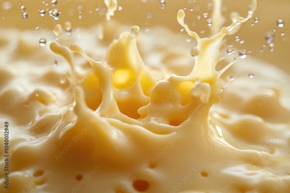 Close-up of a Splash of Condensed Milk with Air Bubbles Close-up of a Splash of Condensed Milk with Air Bubbles