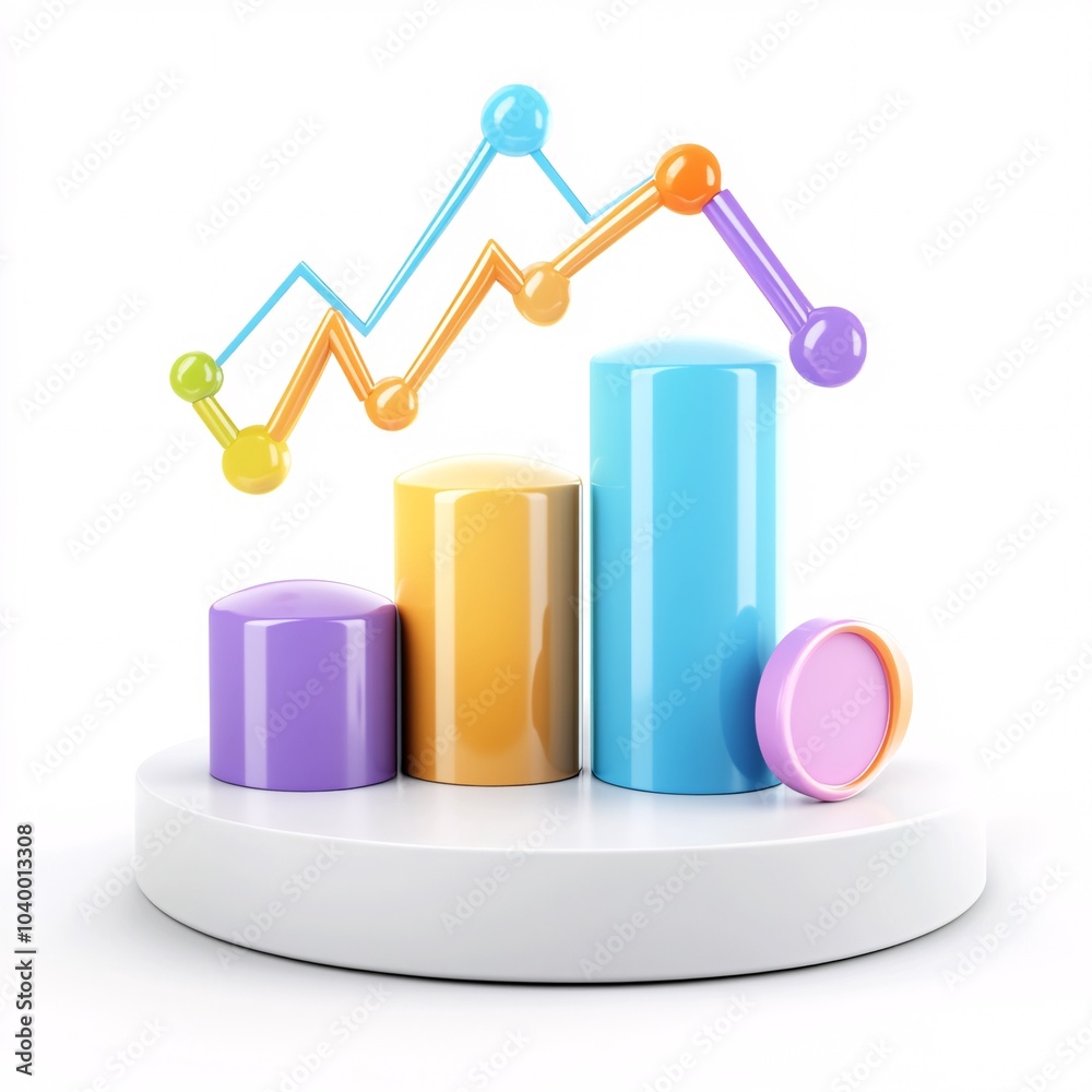 Colorful 3D Rendered Business Chart