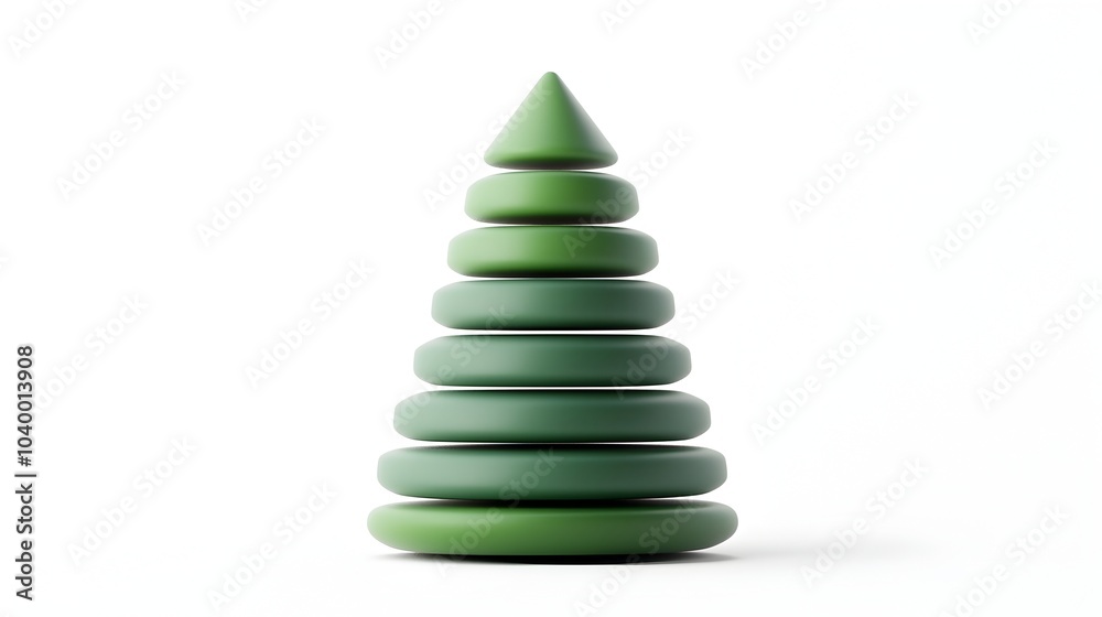 Geometric Christmas Tree with Stacked Green Shapes on White Geometric Christmas Tree with Stacked Green Shapes on White