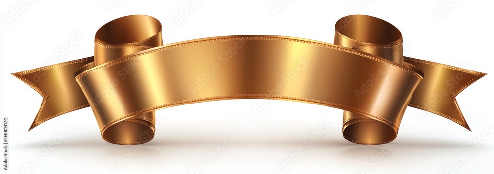 Gold ribbon banner with arc-up and wavy ends Gold ribbon banner with arc-up and wavy ends