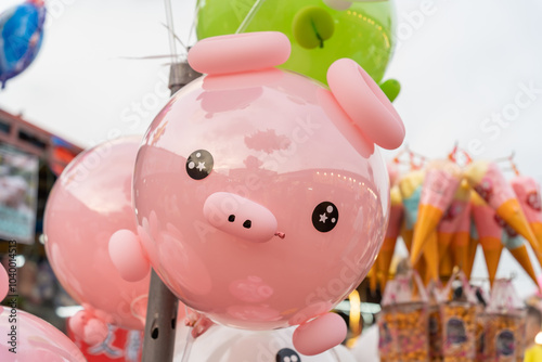 Piggy balloon for sale in the market.