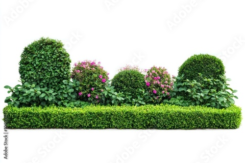 Fototapeta Naklejka Na Ścianę i Meble -  Lush garden hedge with flowers