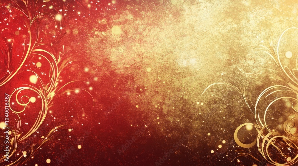 A captivating red and gold festive background featuring shimmering textures and elegant swirling designs, perfect for sophisticated holiday or celebration themes A captivating red and gold festive background featuring shimmering textures and elegant swirling designs, perfect for sophisticated holiday or celebration themes