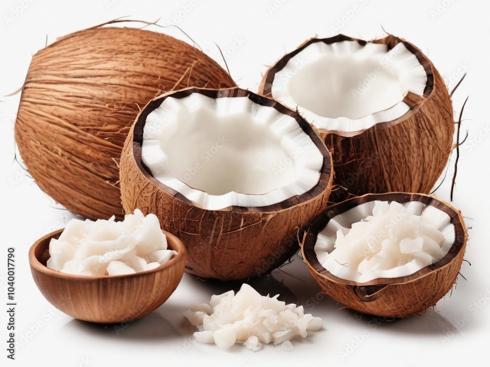 Coconut Skincare Essentials: Natural Care on White Coconut Skincare Essentials: Natural Care on White