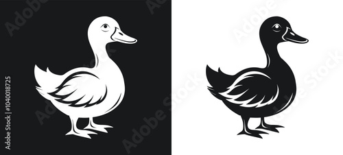 Duck black shape silhouette and icon vector illustration