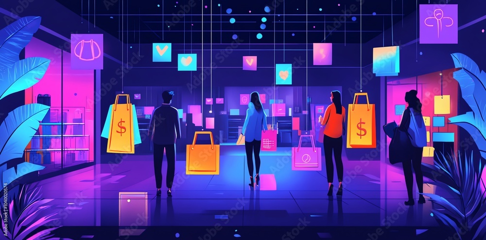 People shopping in a modern retail store. People shopping in a modern retail store.