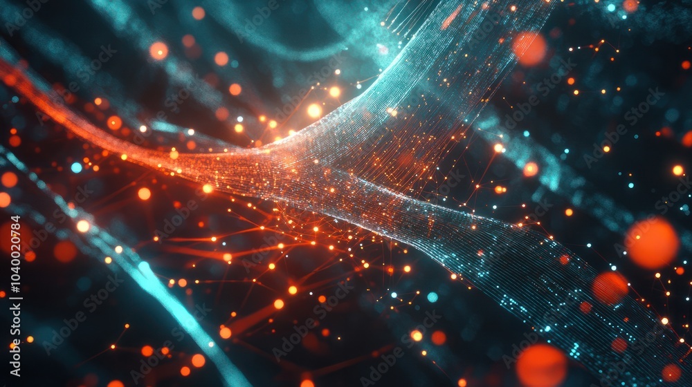 Obraz premium Big data technology Data science analysing artificial intelligence generative AI deep learning machine learning algorithm Neural flow network analytics innovation abstract futuristic. 3d rendering..