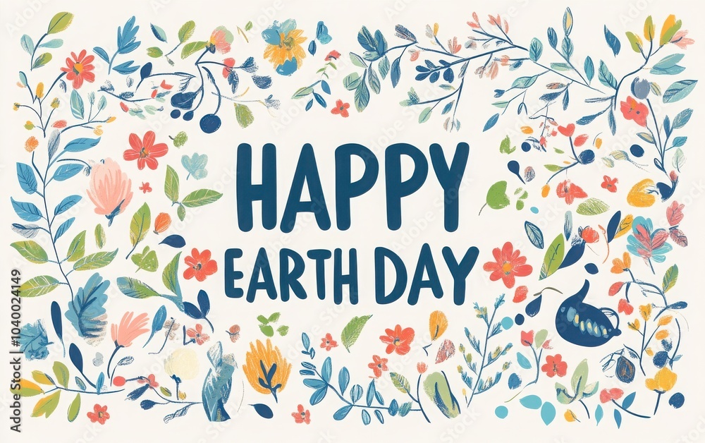 Obraz premium Happy Earth Day greeting card featuring