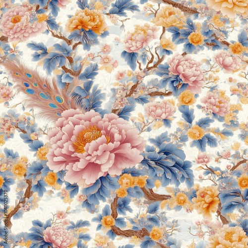 Elegant Floral Pattern Inspired by Indian Gardens