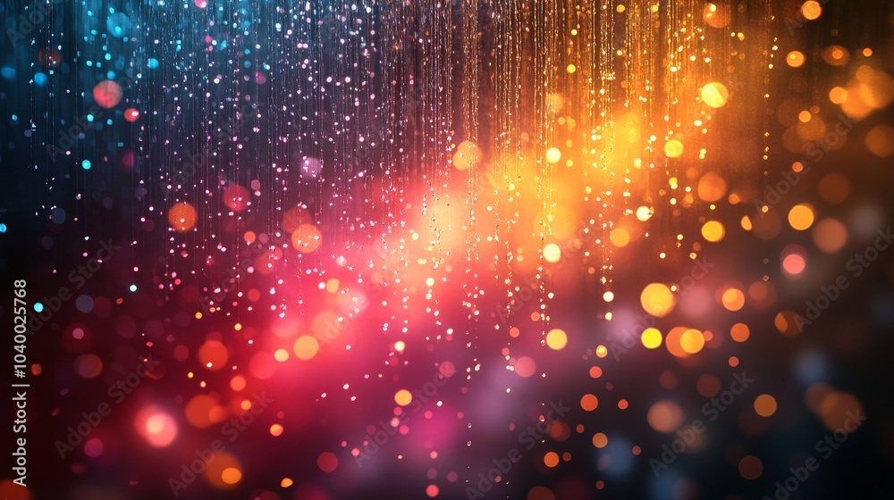 Obraz premium Colorful bokeh lights on dark background for festive celebrations