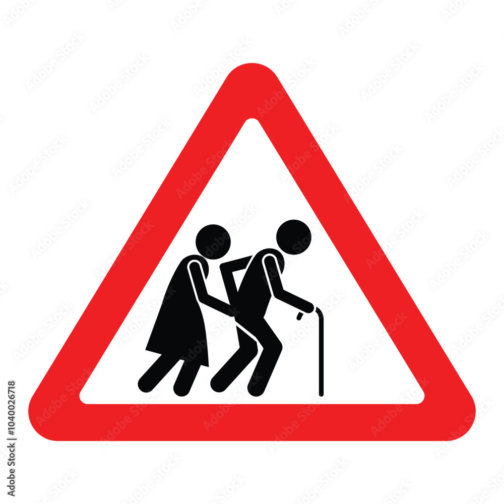 Elderly People Road Crossing Sign triangle road sign Elderly People Road Crossing Sign triangle road sign