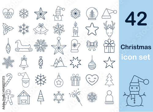 Set of 42 Christmas icons. Vector illustrations.