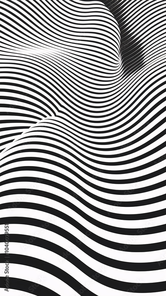 Abstract Black and White Wave Illusion Abstract Black and White Wave Illusion