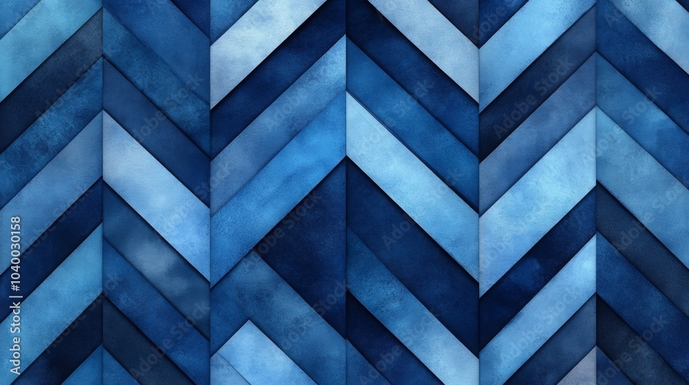 Chevron pattern in varying shades of blue, creating a dynamic and modern textile design suitable for various applications Chevron pattern in varying shades of blue, creating a dynamic and modern textile design suitable for various applications