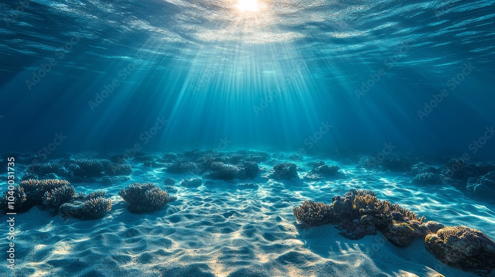 Fototapeta premium A beautiful blue ocean with sunlight shining through the water