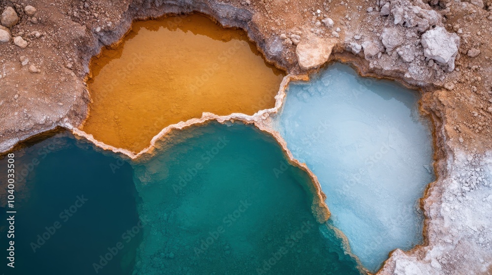 A stunning panorama showcasing vibrant geothermal pools with a mix of colors and textures, creating a breathtaking display of natural beauty and elegance. A stunning panorama showcasing vibrant geothermal pools with a mix of colors and textures, creating a breathtaking display of natural beauty and elegance.