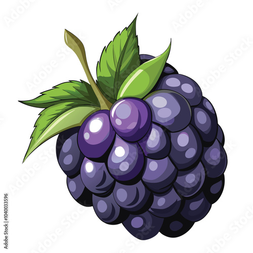 Vibrant Blackberry Fruit Watercolor High-Quality Digital Painting, Illustration on White Background