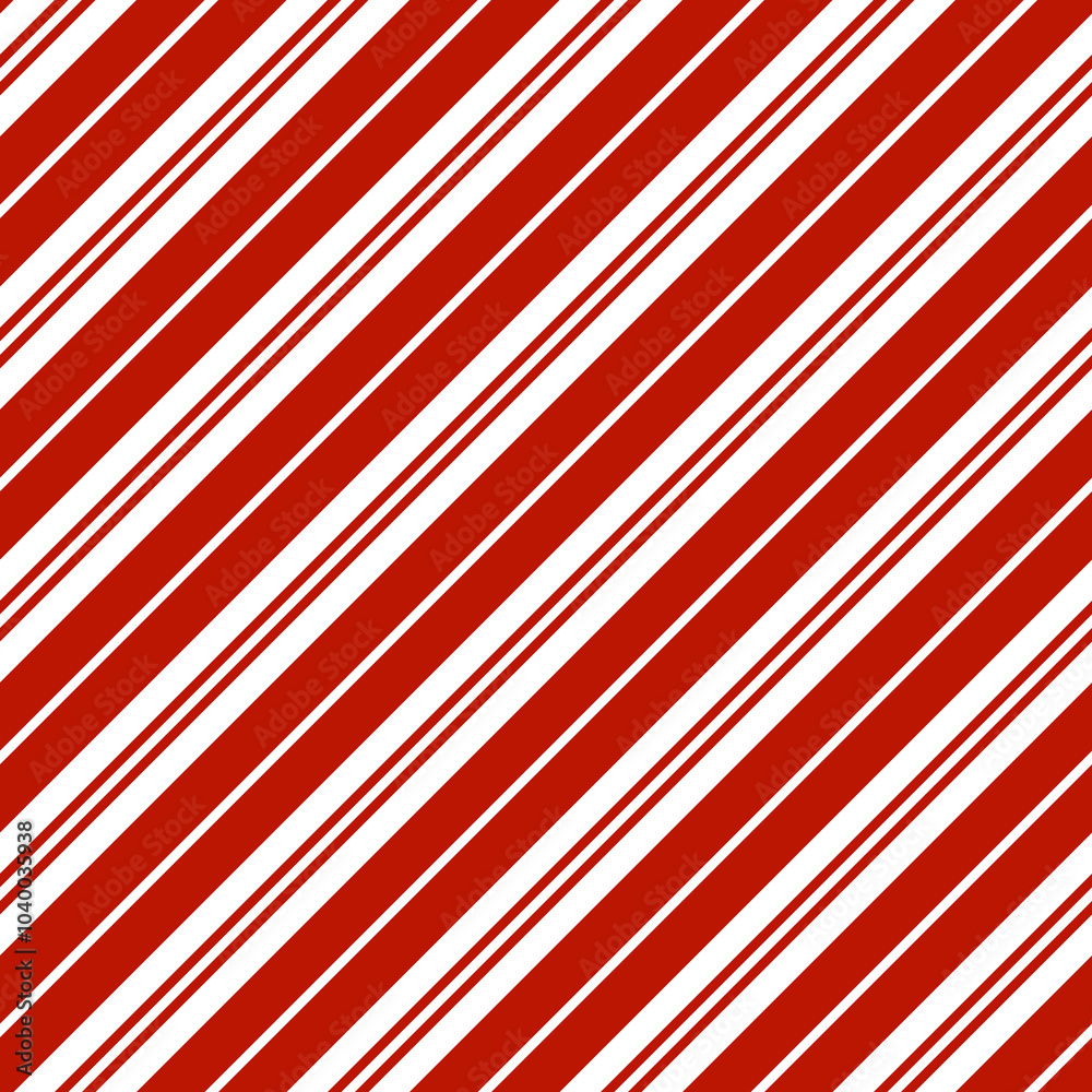 Naklejka premium Red White Diagonal Lines Background, Seamless Candy Cane Pattern Design