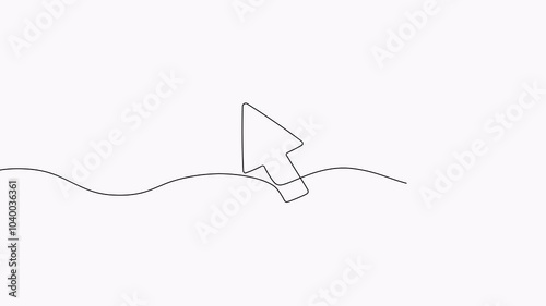 Video continuous one line of cursor arrowon white background. 4K photo