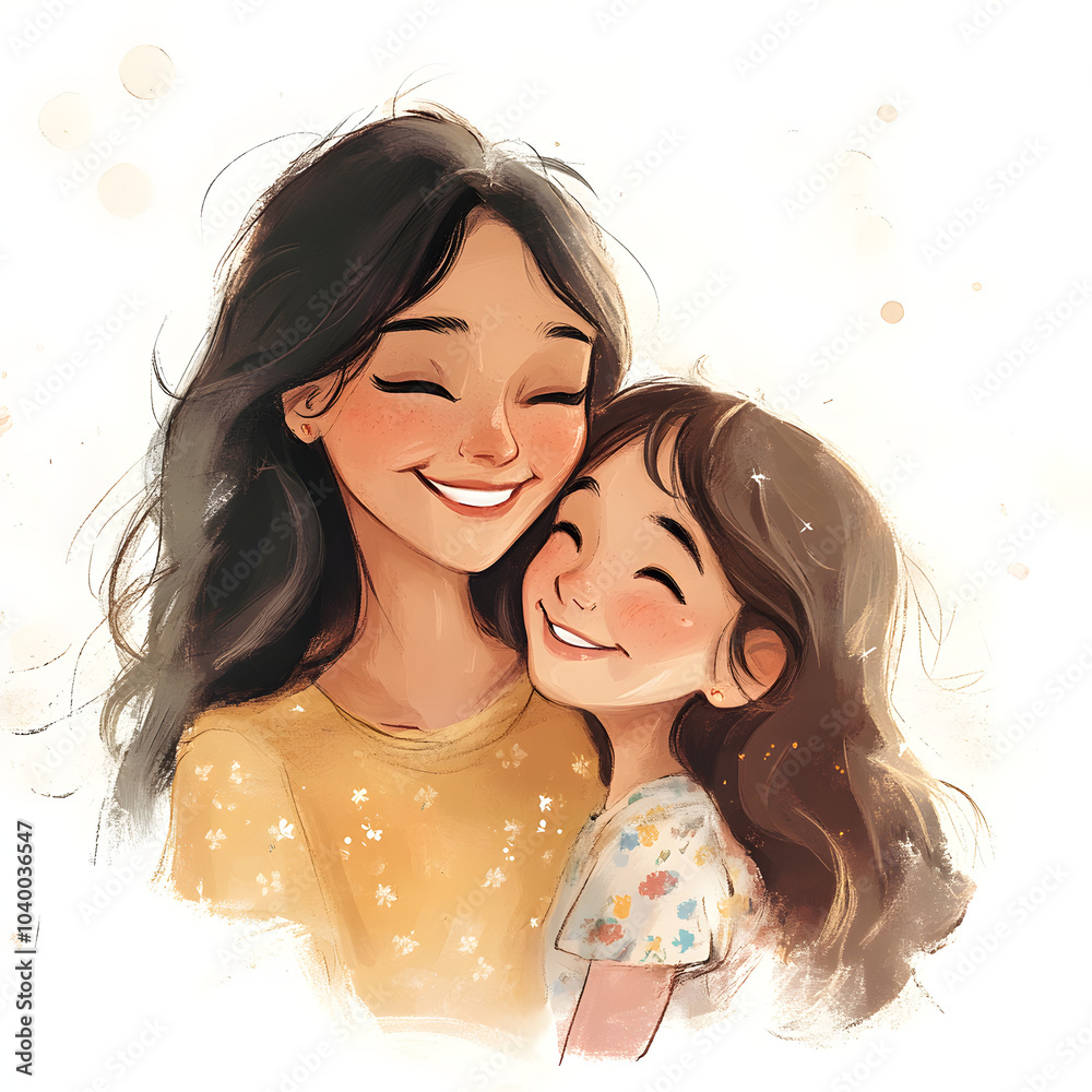mother and daughter smiling illustration mother and daughter smiling illustration