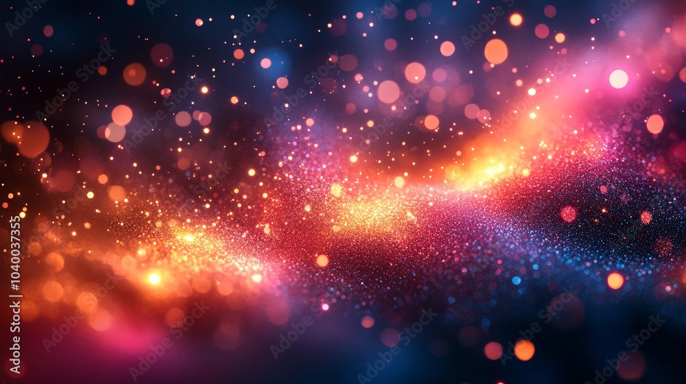 Obraz premium Colorful bokeh lights on dark background for festive celebrations