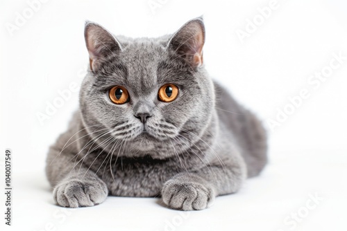 Adorable gray cat with orange eyes