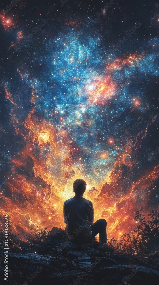 Galactic Exploration, a student immerses in cosmic creativity, illustrating a vibrant distant galaxy, showcasing the universe's mysteries Galactic Exploration, a student immerses in cosmic creativity, illustrating a vibrant distant galaxy, showcasing the universe's mysteries