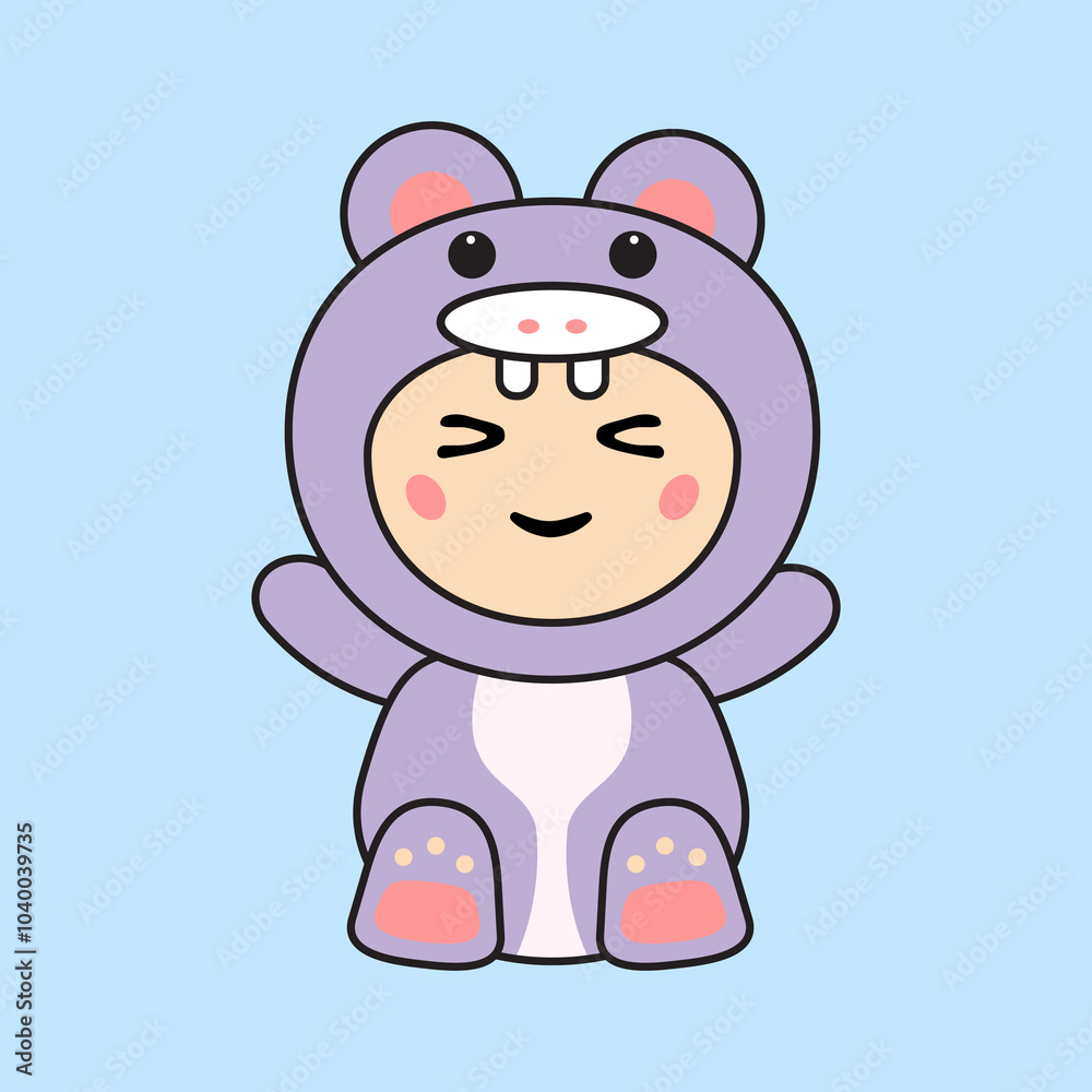 Fototapeta premium Cute Kids Character in Hippo Costume