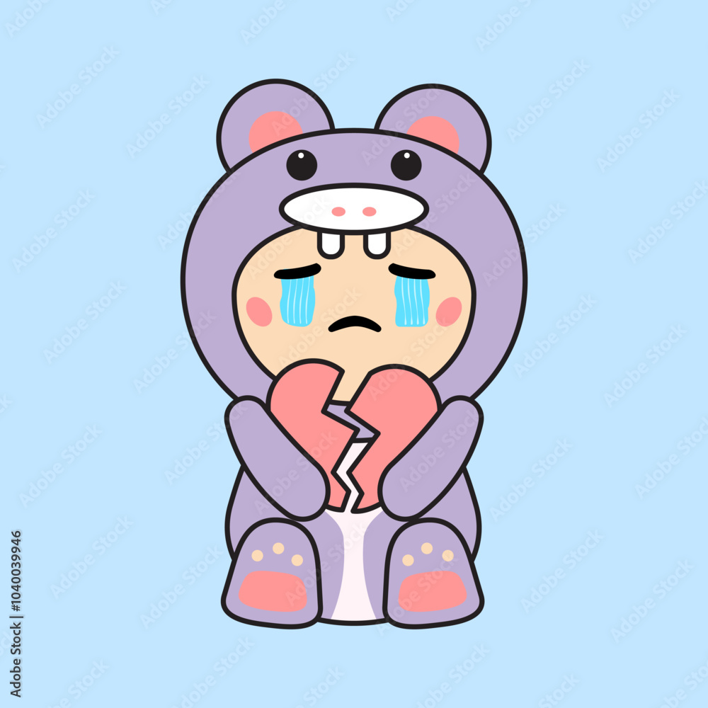 Fototapeta premium Cute Kids Character in Hippo Costume